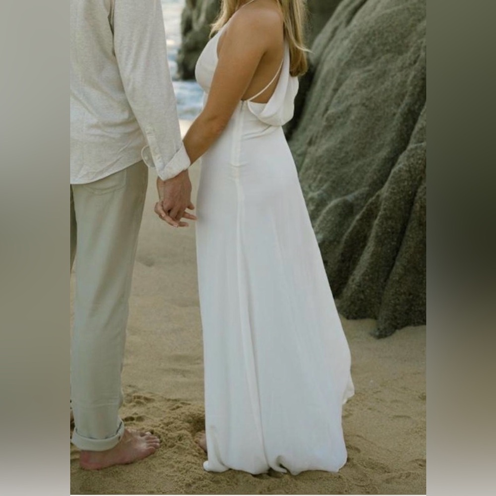 STAUD Machu Silk Cream V-Neck Spaghetti Strap Slip Maxi Dress - Picture 9 of 10